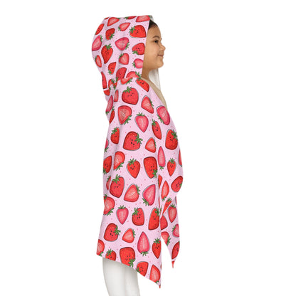 Kawaii Strawberries Youth Hooded Towel