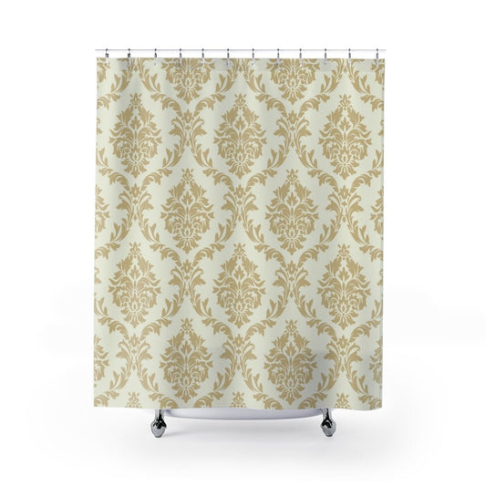 Beige Damask Shower Curtains - Puffin Lime