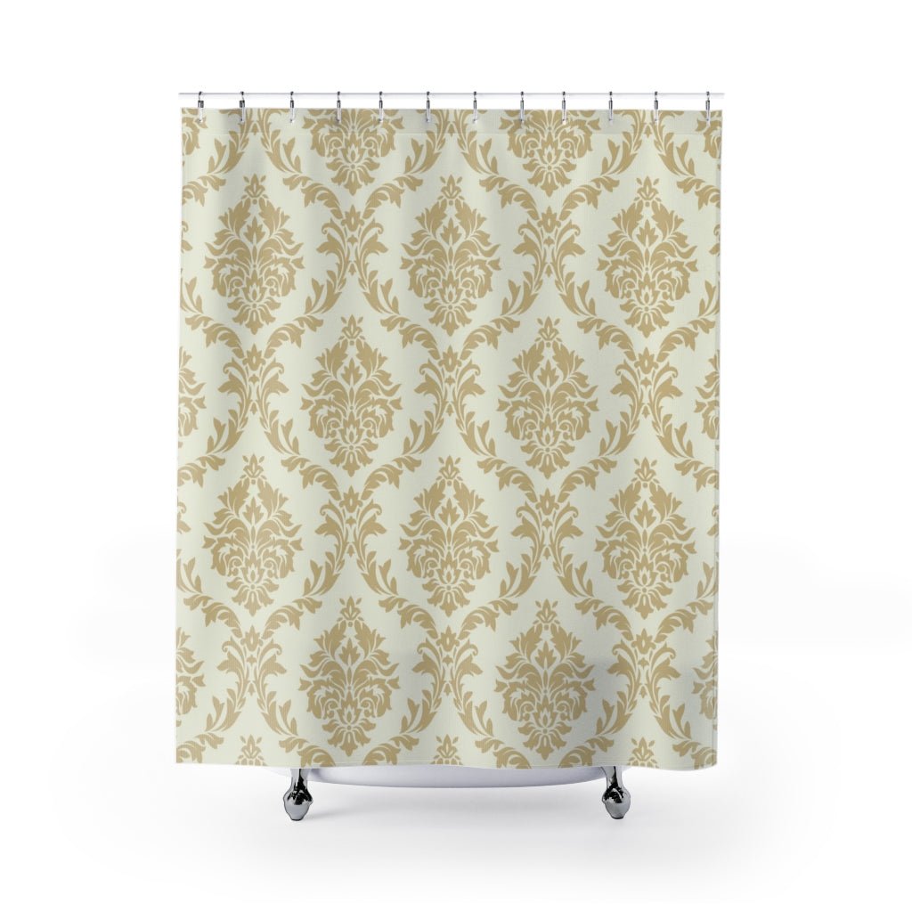 Beige Damask Shower Curtains - Puffin Lime
