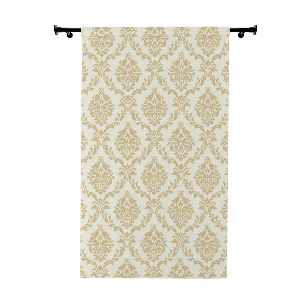 Beige Damask Window Curtains (1 Piece) - Puffin Lime
