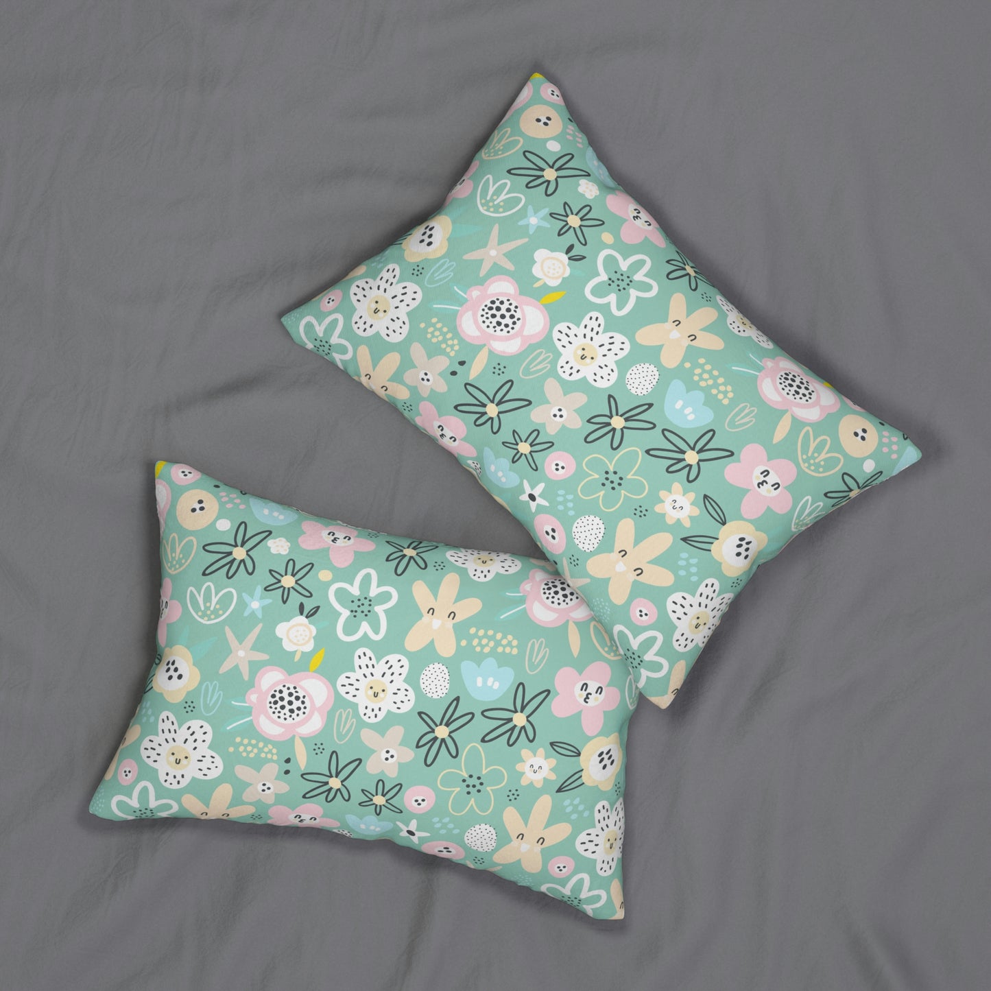Abstract Flowers Spun Polyester Lumbar Pillow
