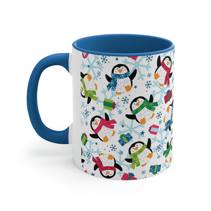 Penguins and Snowflakes Accent Coffee Mug, 11oz
