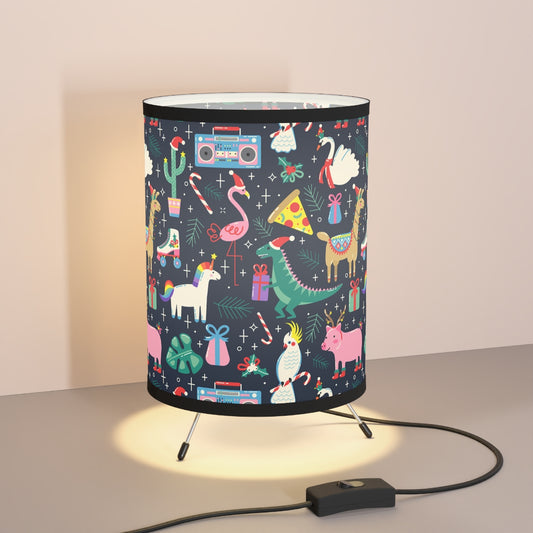 Christmas Animals Tripod Lamp with High-Res Printed Shade
