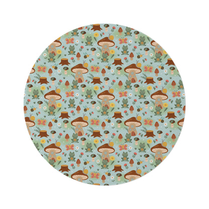 Frogs and Mushrooms Round Rug