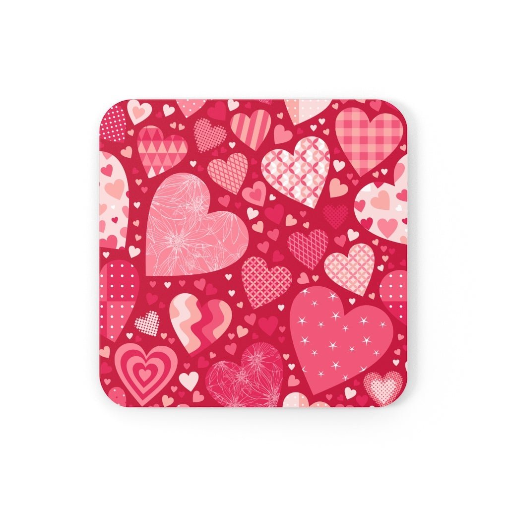 Blissful Hearts Corkwood Coaster Set - Puffin Lime