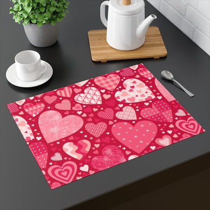 Blissful Hearts Cotton Placemat - Puffin Lime