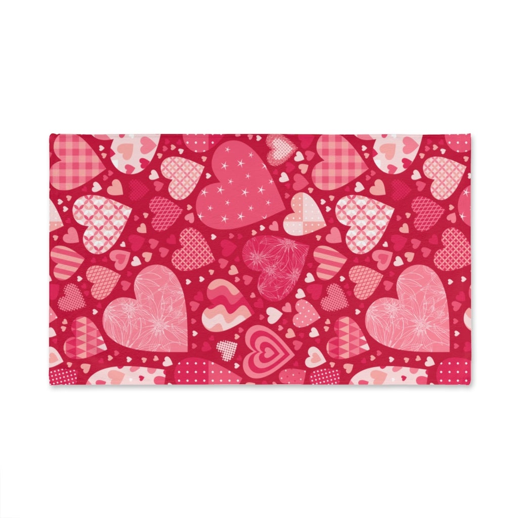 Blissful Hearts Hand Towel - Puffin Lime