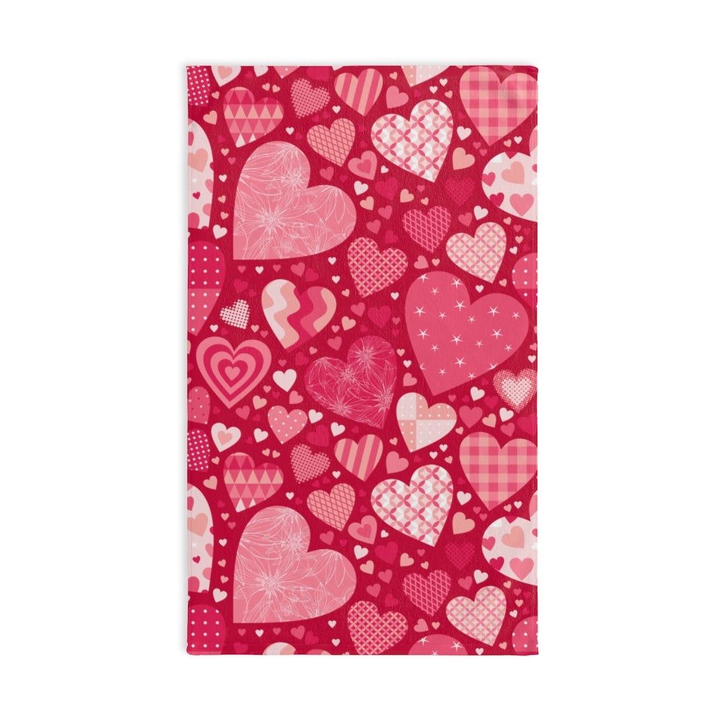 Blissful Hearts Hand Towel - Puffin Lime