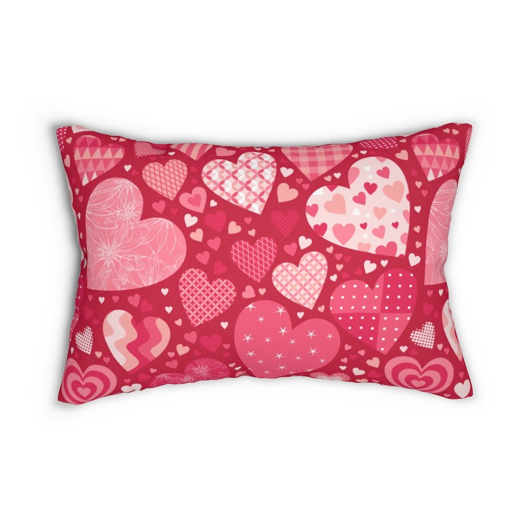 Blissful Hearts Lumbar Pillow - Puffin Lime
