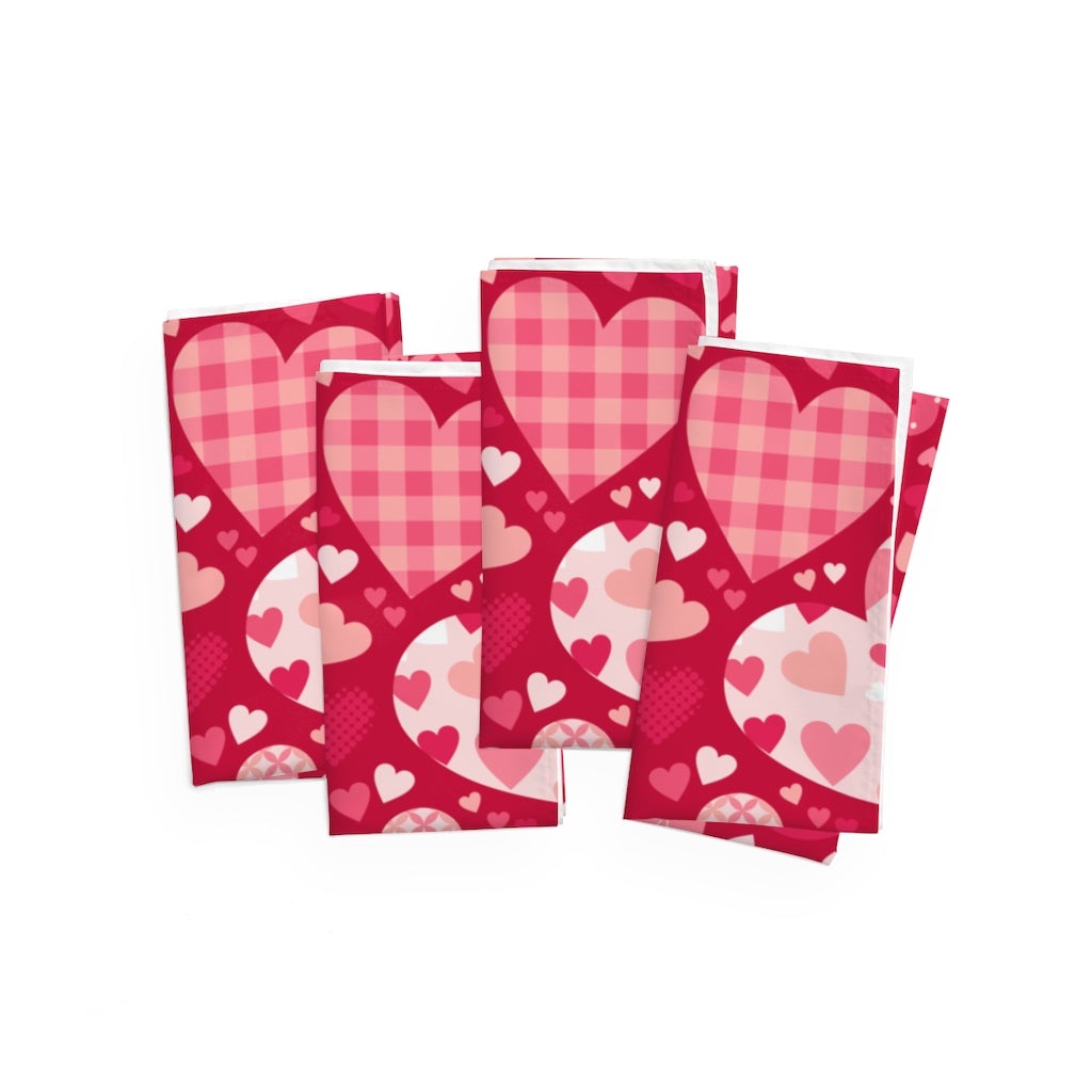 Blissful Hearts Polyester Fabric Napkins Set of 4 - Puffin Lime