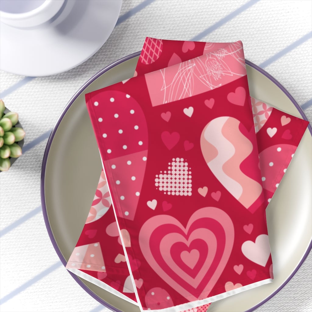 Blissful Hearts Polyester Fabric Napkins Set of 4 - Puffin Lime