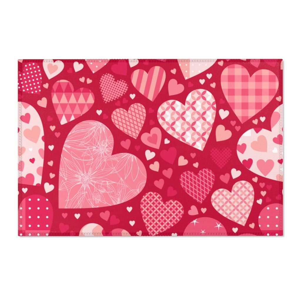 Blissful Hearts Rug 36"x24" - Puffin Lime