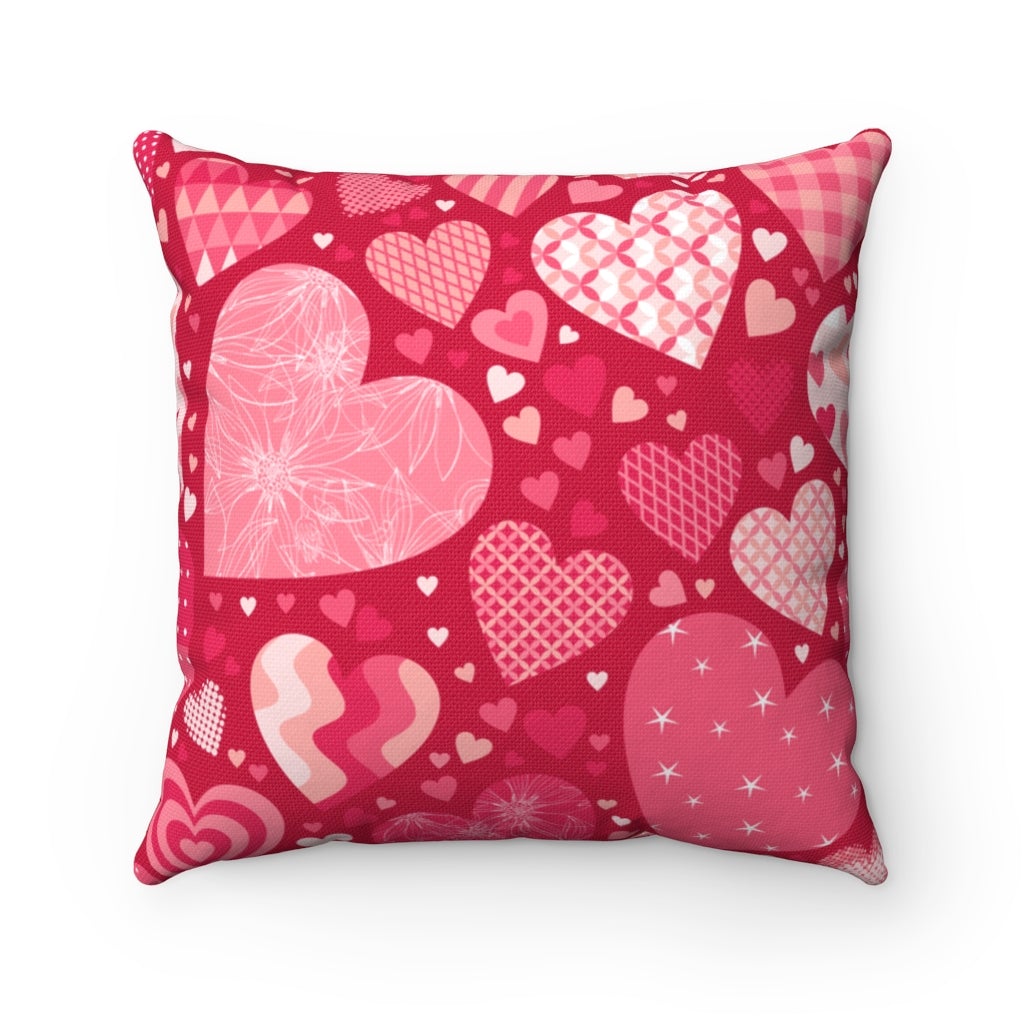 Blissful Hearts Square Throw Pillow - Puffin Lime