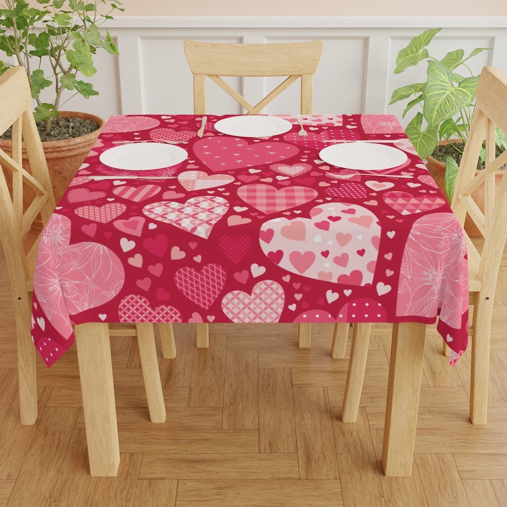 Blissful Hearts Table Cloth - Puffin Lime
