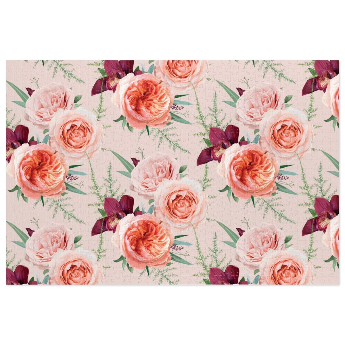 Blush Roses Jigsaw Puzzle (30, 110, 252, 500,1000-Piece) - Puffin Lime