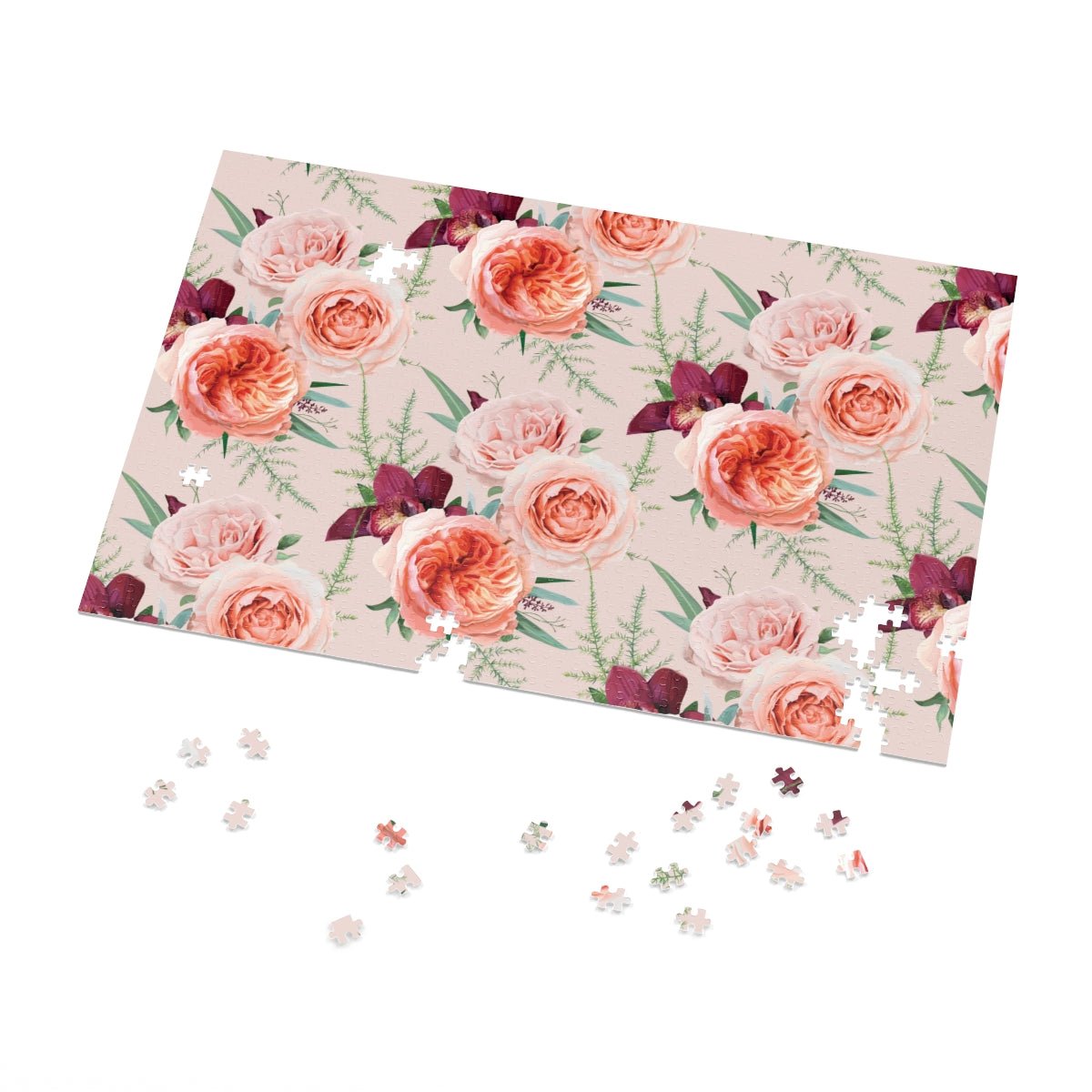 Blush Roses Jigsaw Puzzle (30, 110, 252, 500,1000-Piece) - Puffin Lime