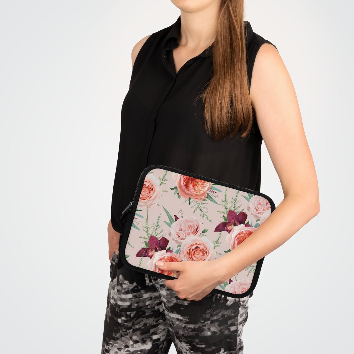 Blush Roses Laptop Sleeve - Puffin Lime