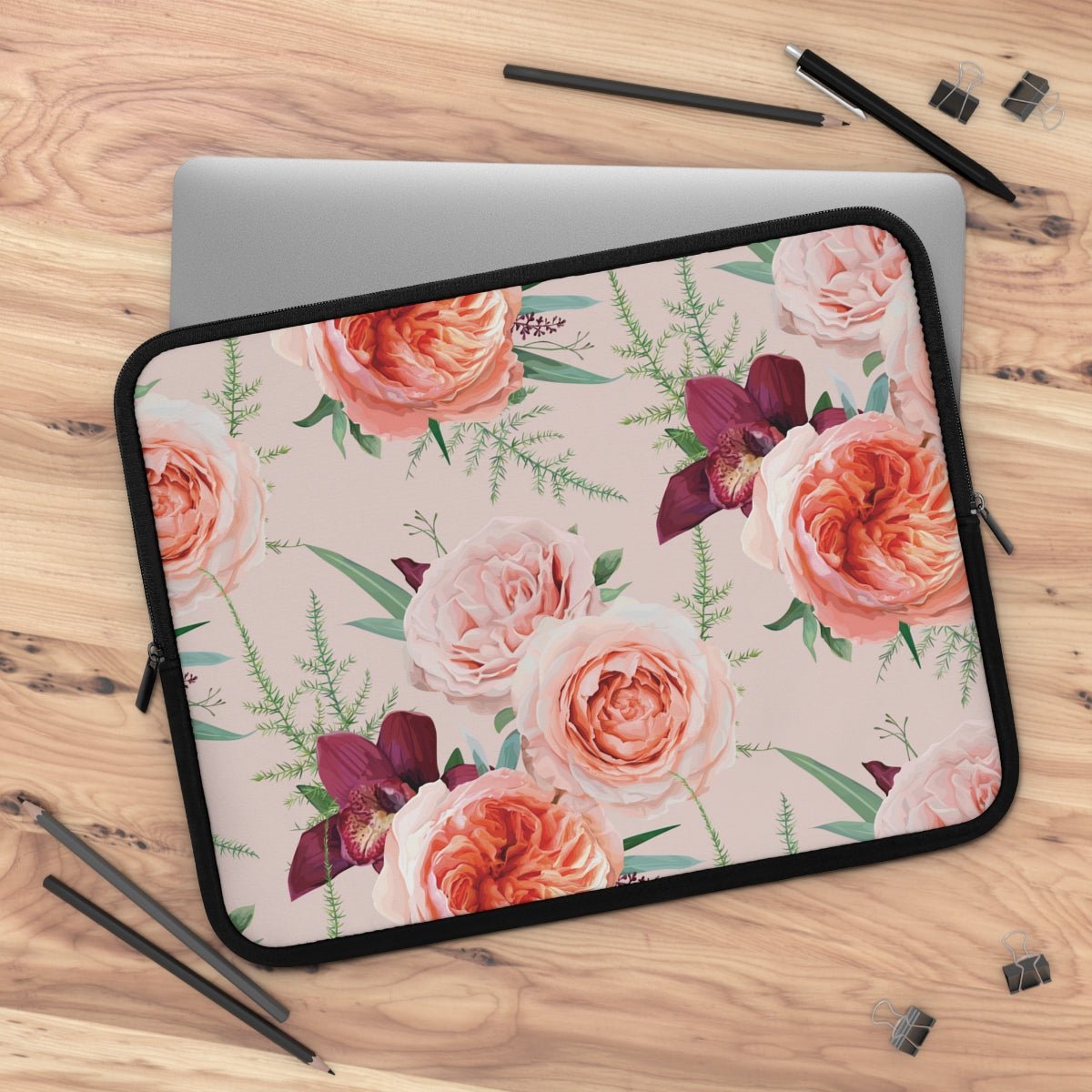 Blush Roses Laptop Sleeve - Puffin Lime