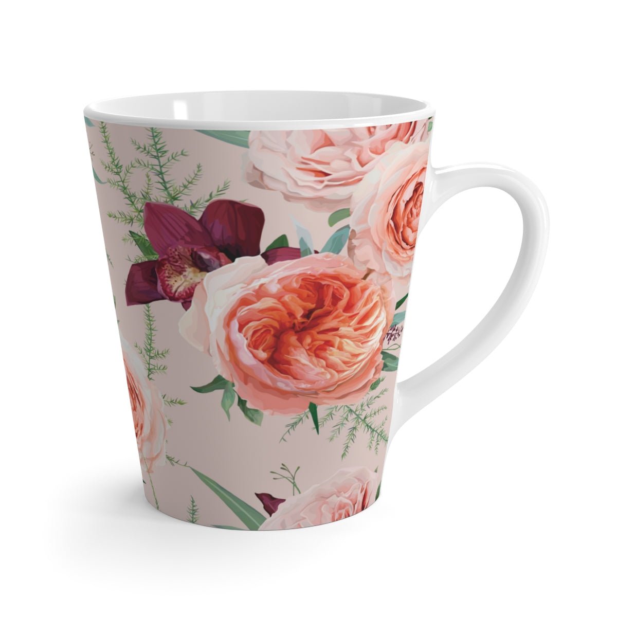 Blush Roses Latte Mug - Puffin Lime