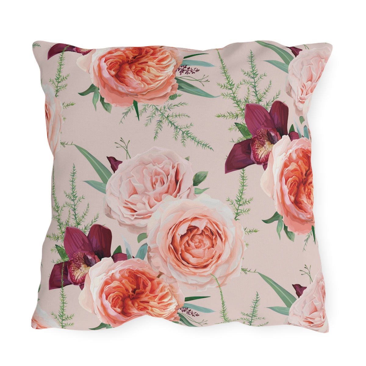 Blush Roses Outdoor Pillow - Puffin Lime