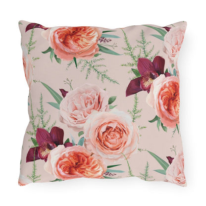 Blush Roses Outdoor Pillow - Puffin Lime