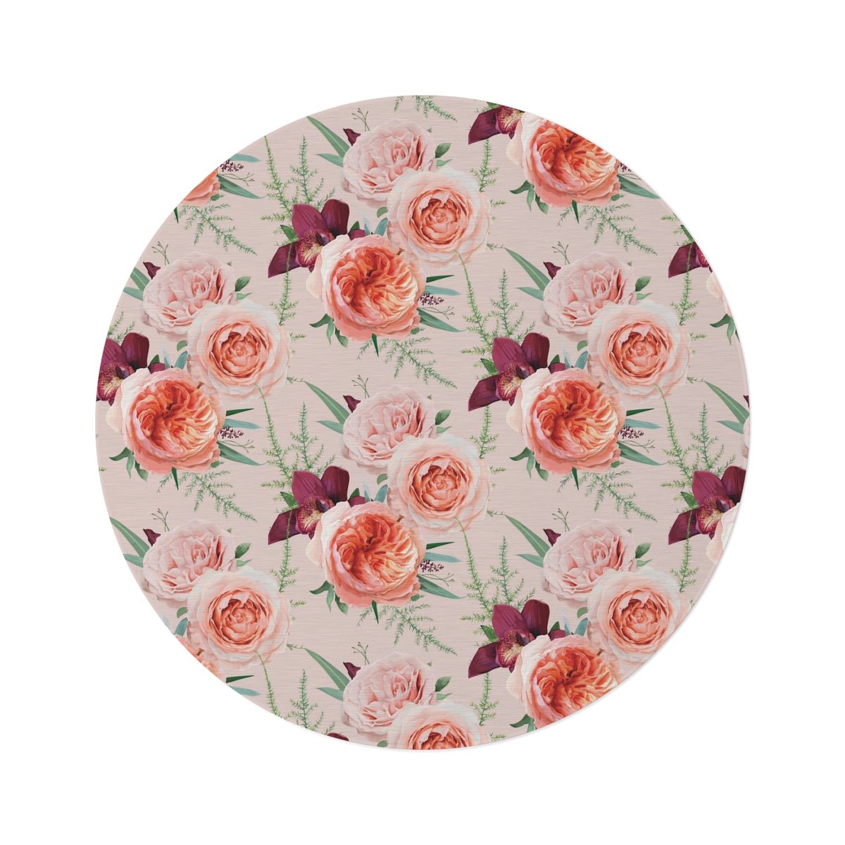 Blush Roses Round Rug - Puffin Lime