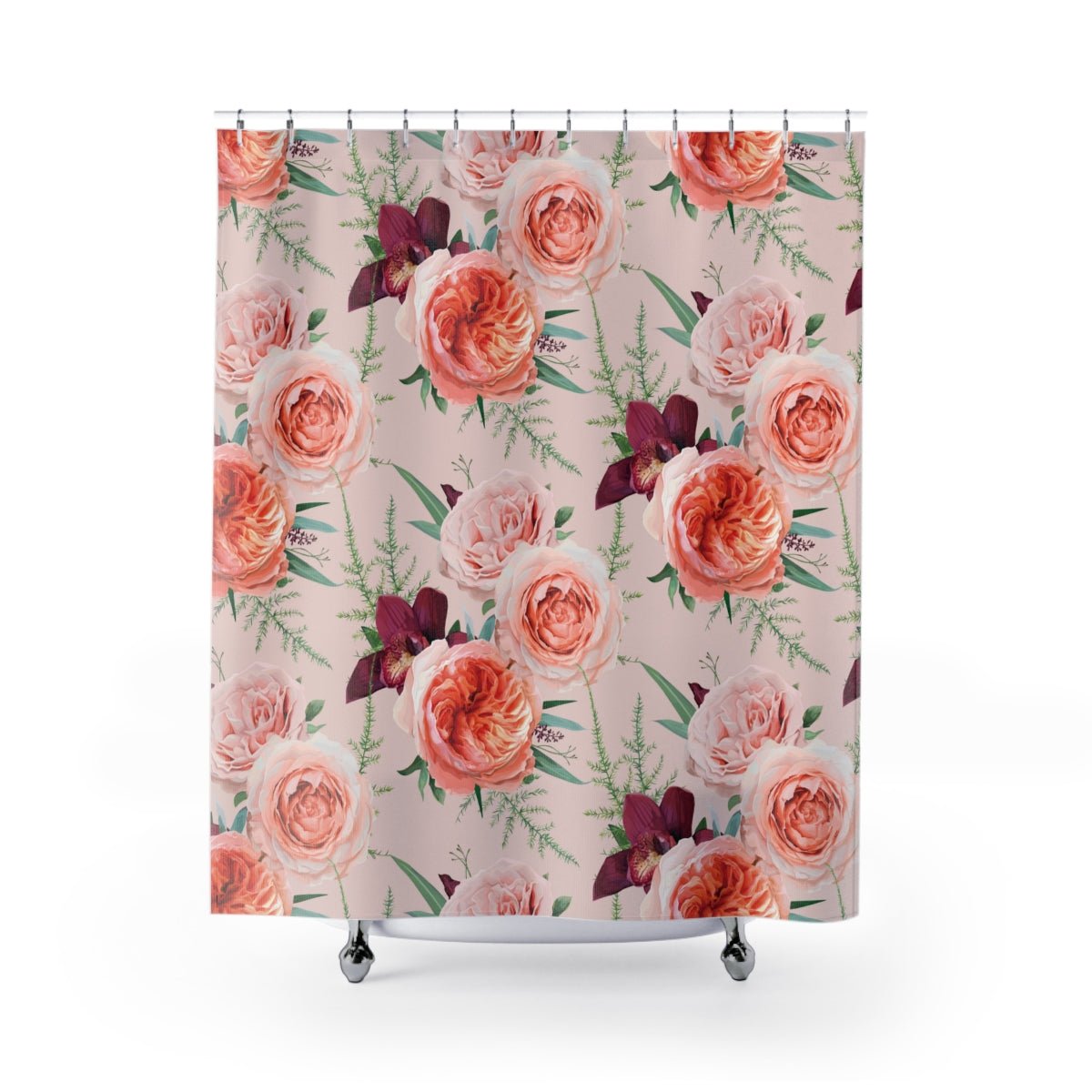 Blush Roses Shower Curtain - Puffin Lime