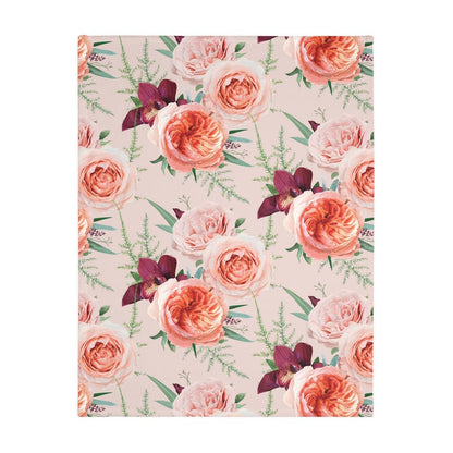 Blush Roses Velveteen Minky Blanket (Two-sided print) - Puffin Lime