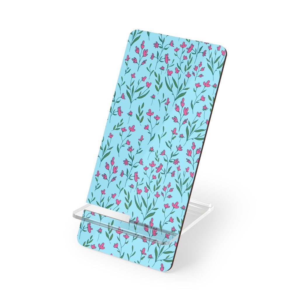 Bright Pink Flowers Mobile Display Stand for Smartphones - Puffin Lime