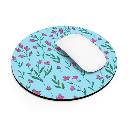 Bright Pink Flowers Mouse Pad - Puffin Lime
