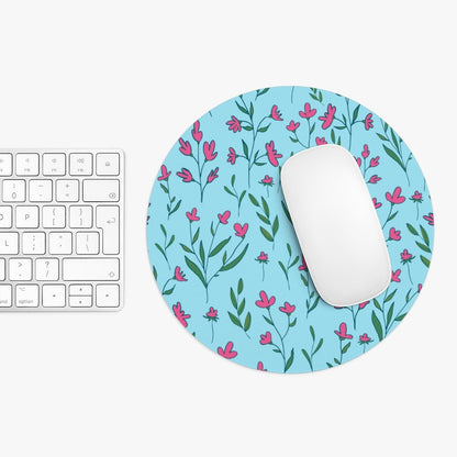Bright Pink Flowers Mouse Pad - Puffin Lime
