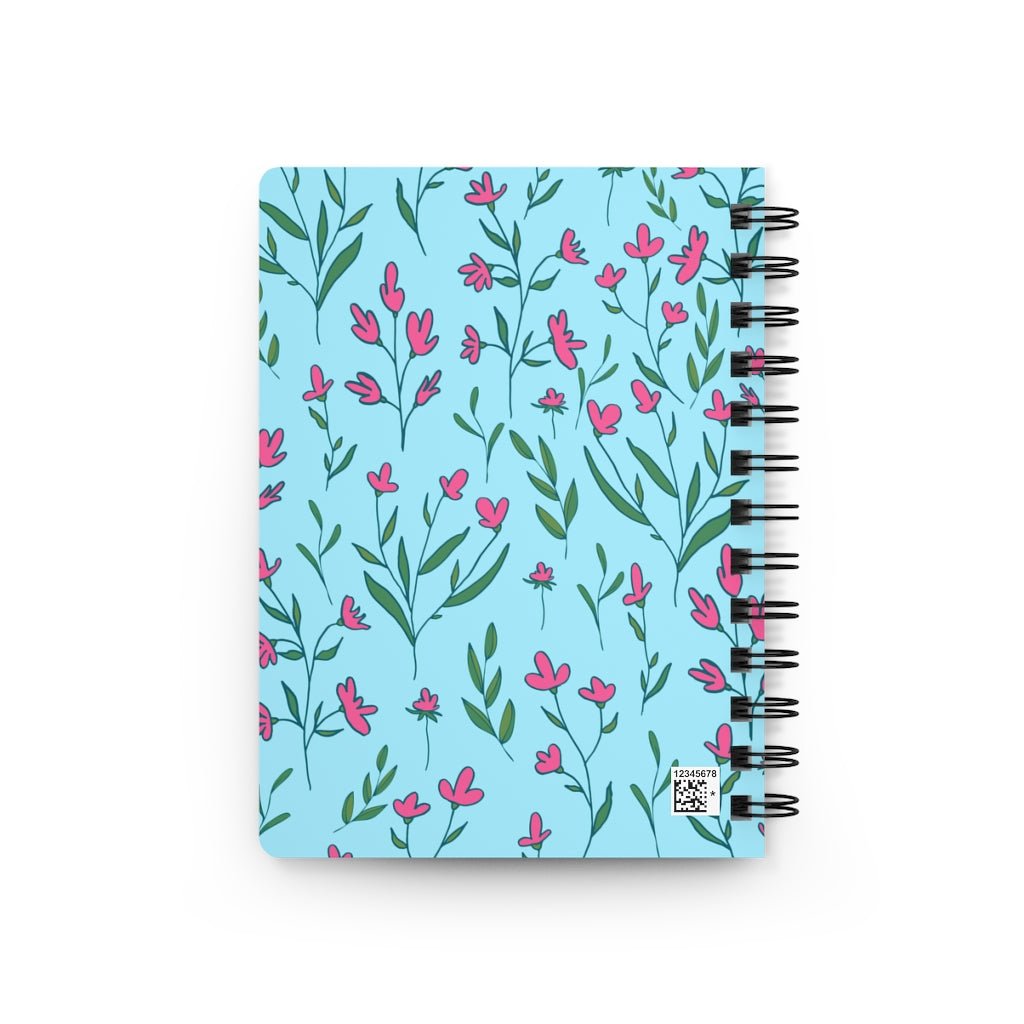 Bright Pink Flowers Spiral Bound Journal - Puffin Lime