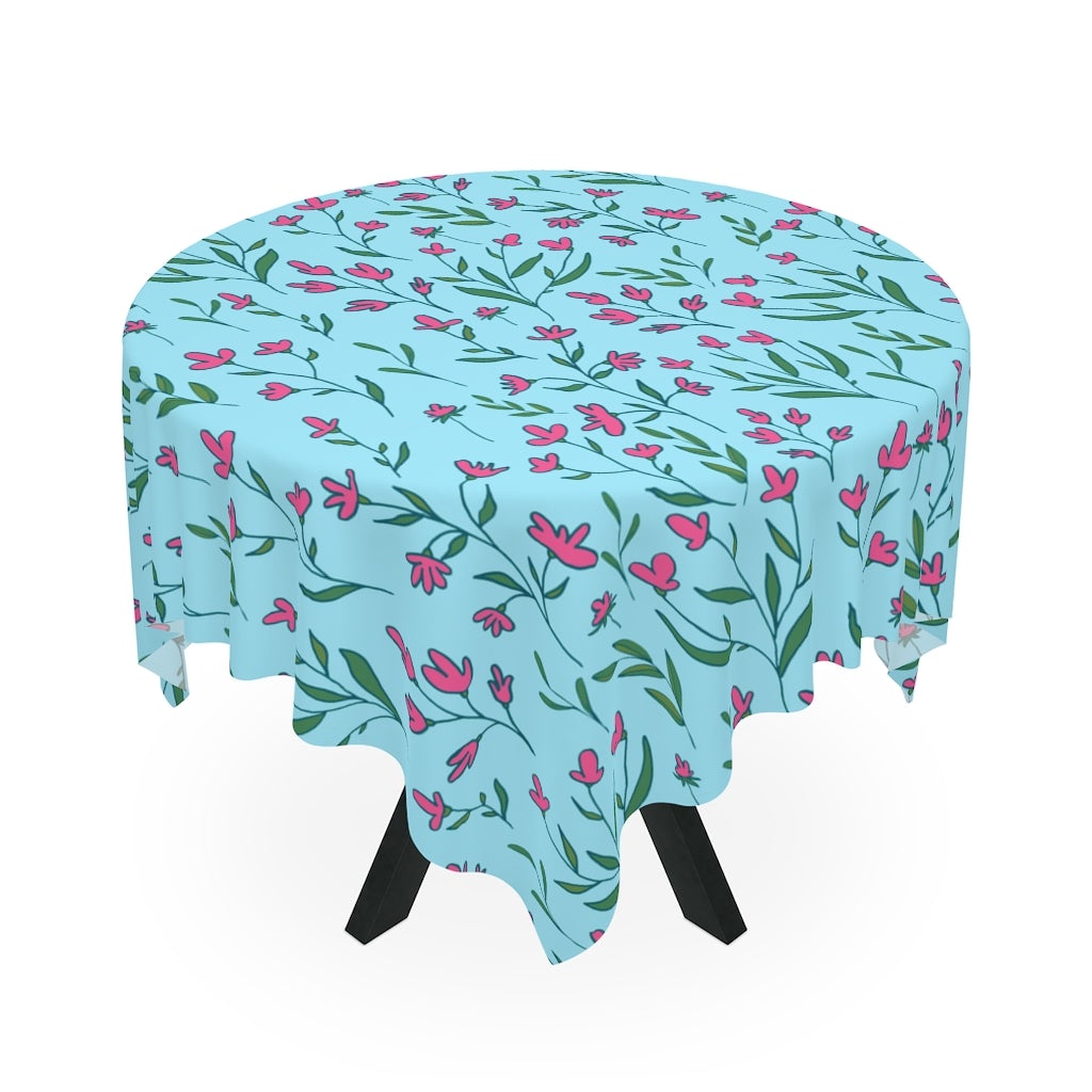 Bright Pink Flowers Table Cloth