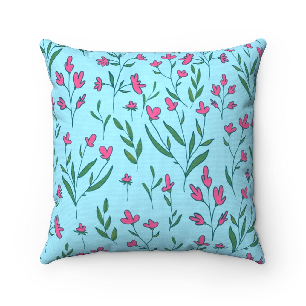 Bright Pink Flowers Throw Pillow
