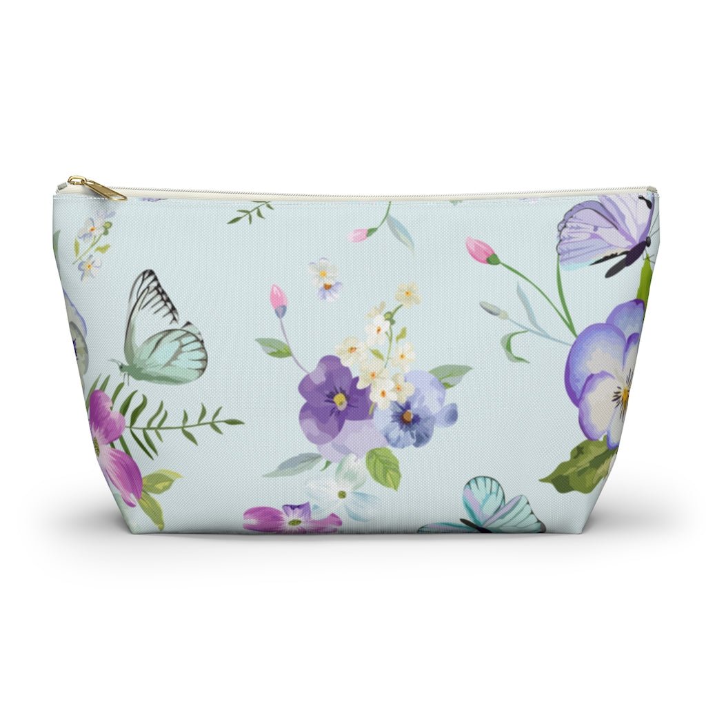 Butterflies and Flowers Accessory Pouch w T-bottom - Puffin Lime