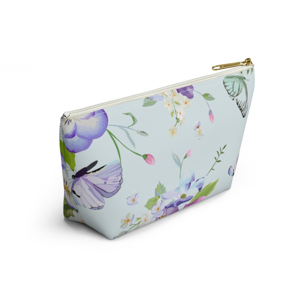Butterflies and Flowers Accessory Pouch w T-bottom - Puffin Lime