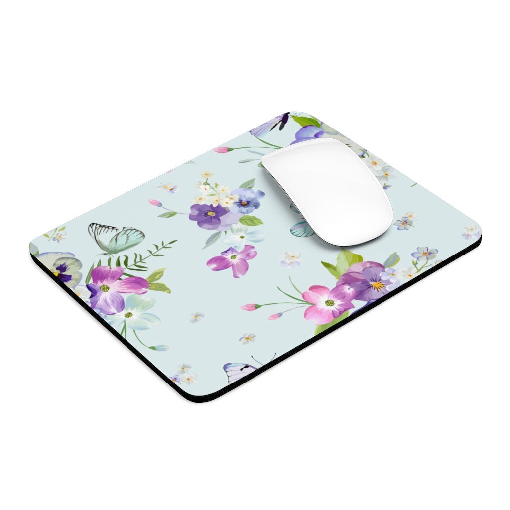 Butterflies and Flowers Mouse Pad - Puffin Lime