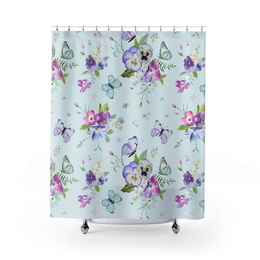 Butterflies and Flowers Shower Curtains