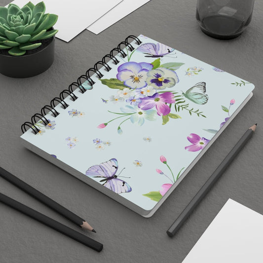 Butterflies and Flowers Spiral Bound Journal - Puffin Lime