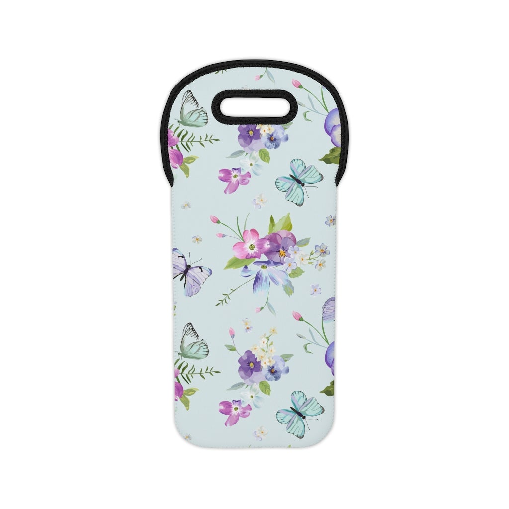 Butterflies and Flowers Wine Tote Bag