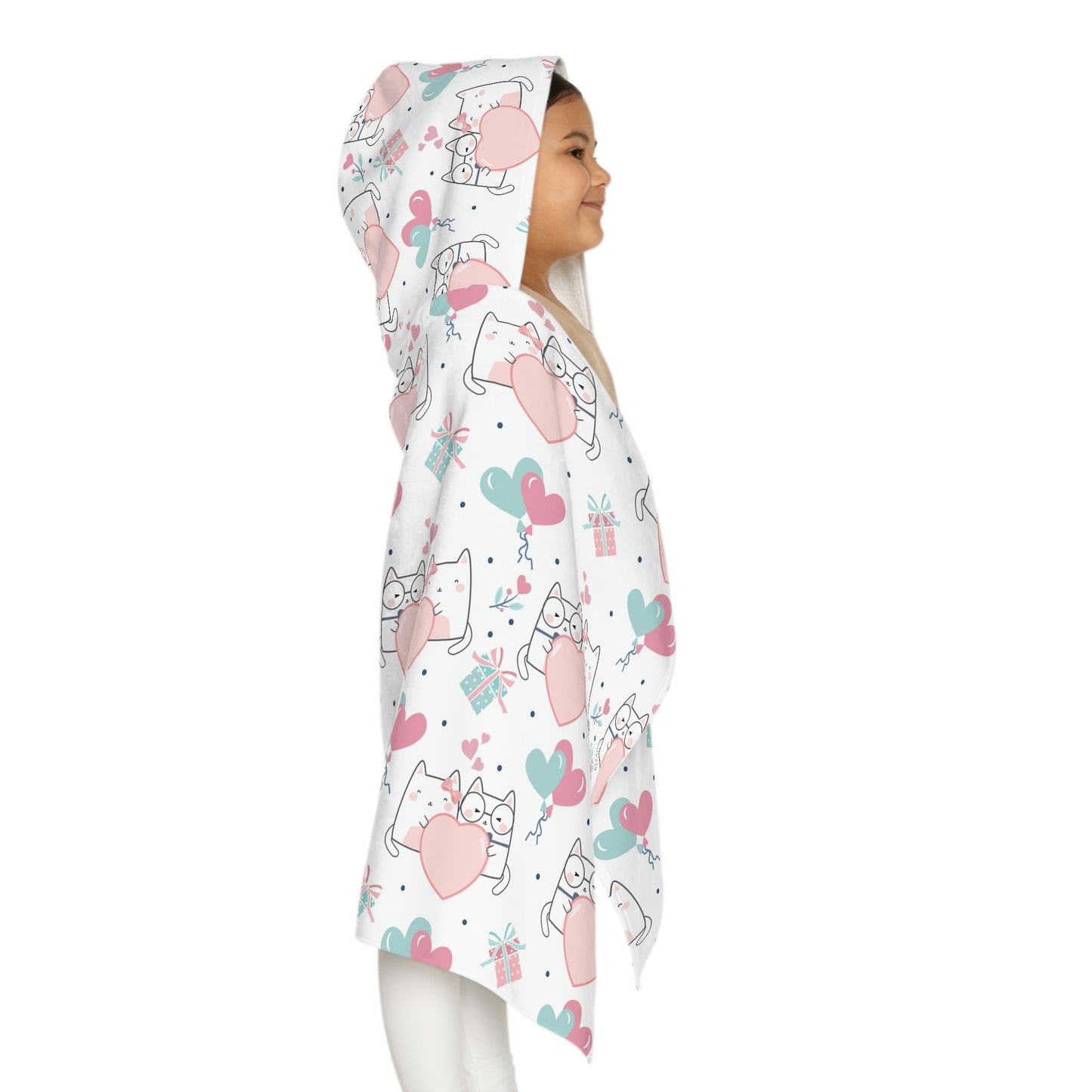 Kawaii Cats in Love Youth Hooded Towel