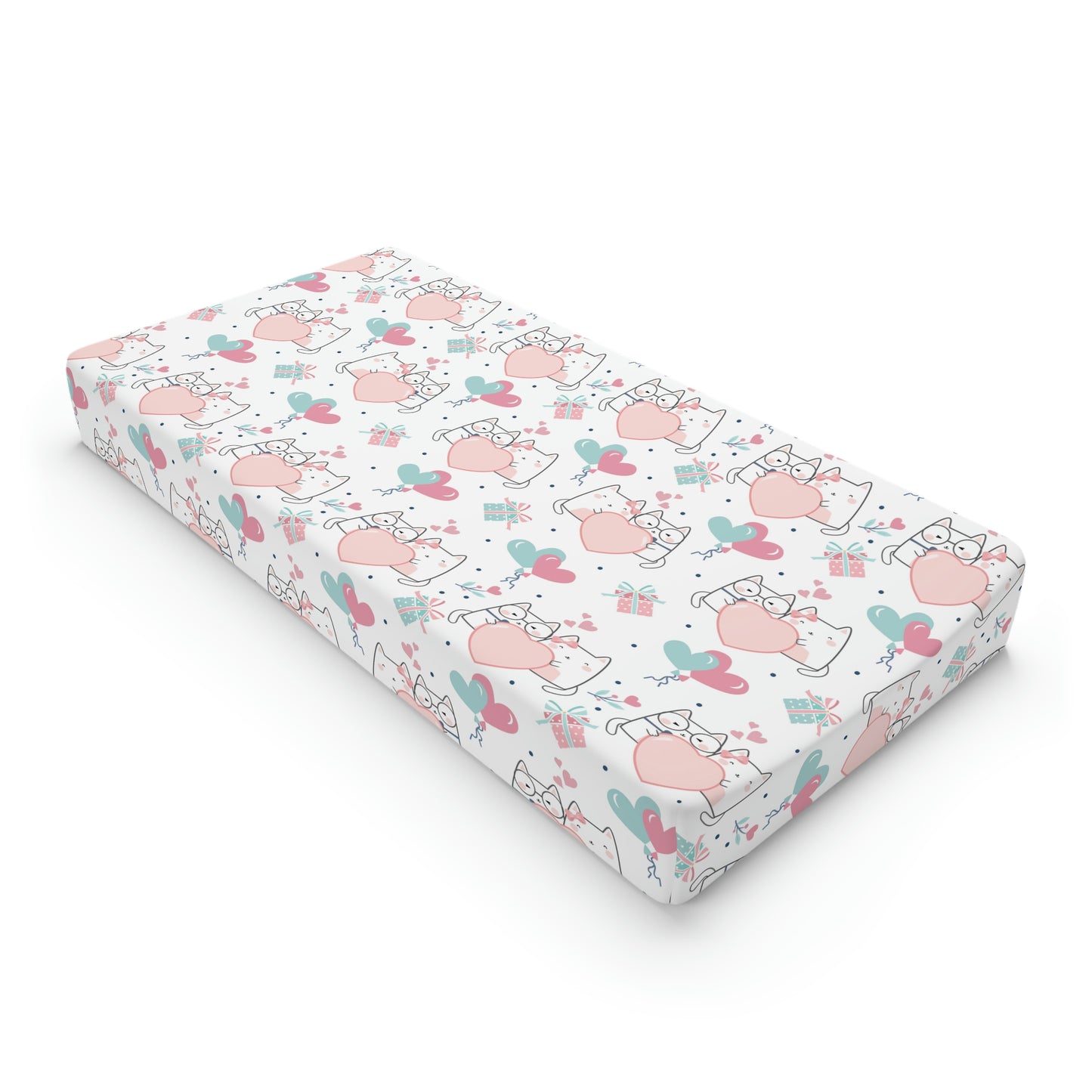 Kawaii Cats in Love Baby Changing Pad Cover