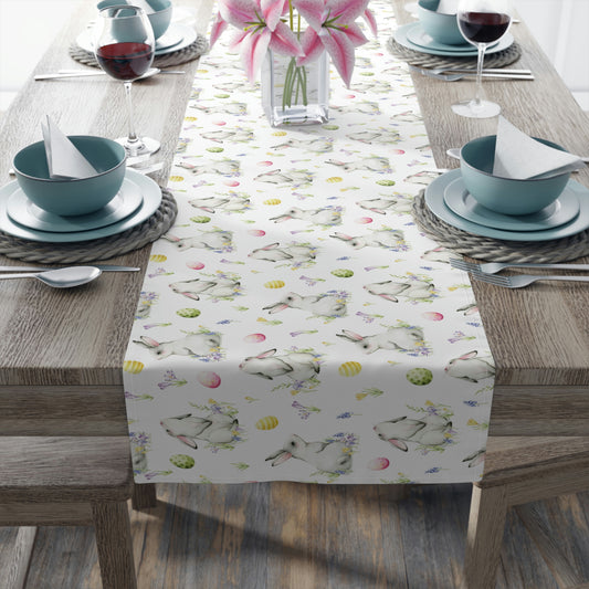 Cottontail Bunnies and Eggs Table Runner (Cotton, Poly)