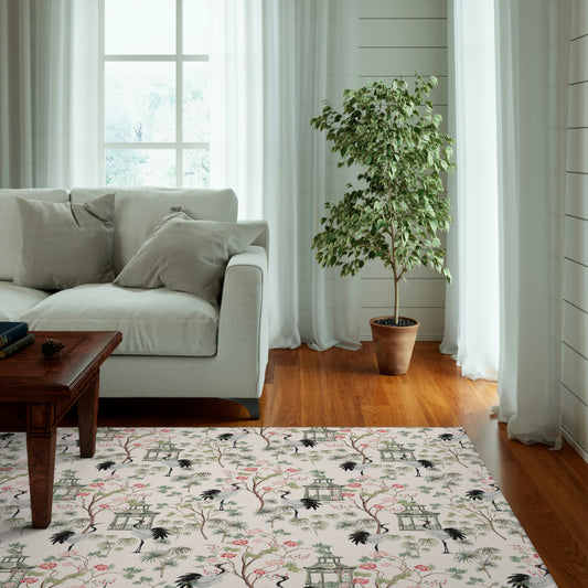 Chinoiserie Rose Trees Indoor Rug