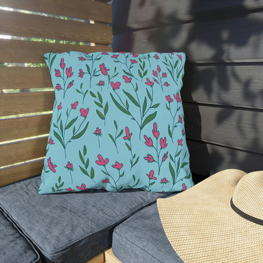 Bright Pink Flowers Outdoor Pillow