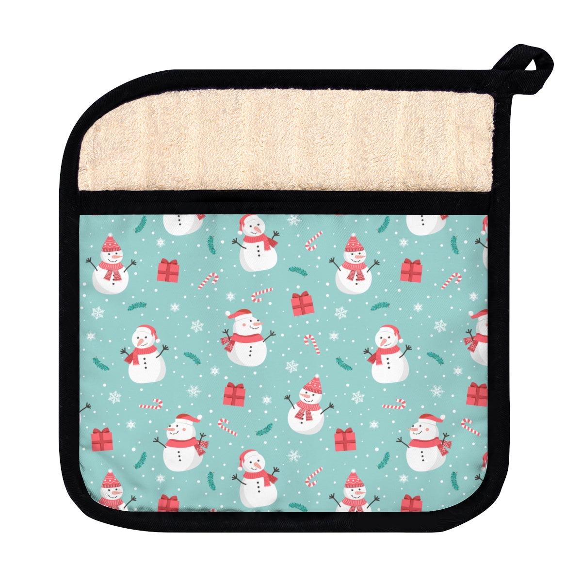 Snowmen and Presents Pot Holder with Pocket