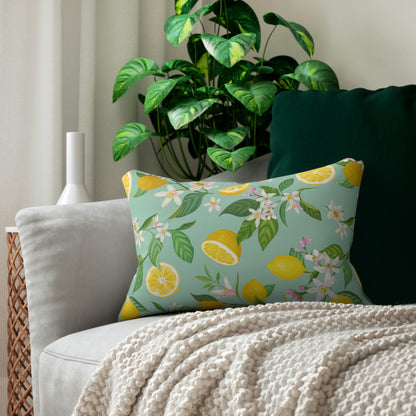Lemons and Flowers Spun Polyester Lumbar Pillow