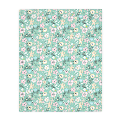 Abstract Flowers Velveteen Minky Blanket (Two-sided print)