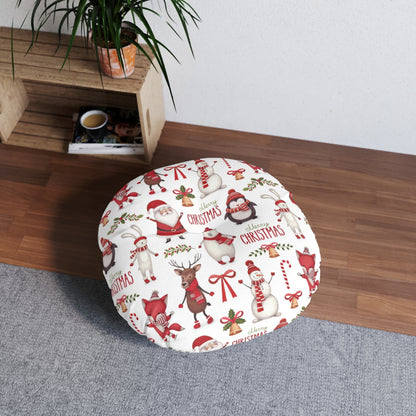 Christmas Santa Tufted Floor Pillow, Round