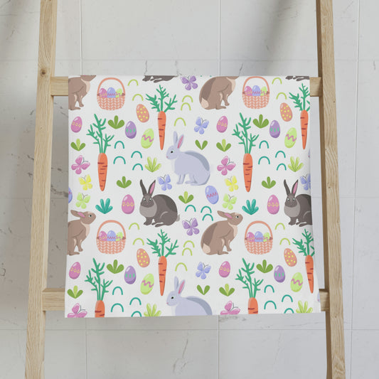 Easter Baskets Carrots and Rabbits Hand Towel